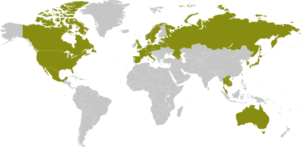 Les pays ou sont revendus les vins du Domaine Servin